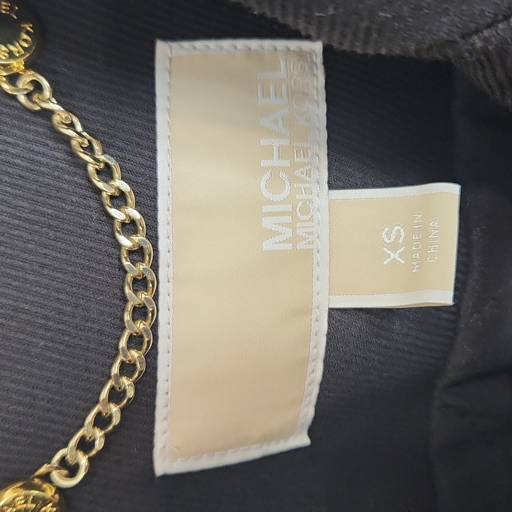 Michael Kors Black Wool Blend Quilted Peacoat Gold Military‎ Buttons size xs - Picture 4 of 8